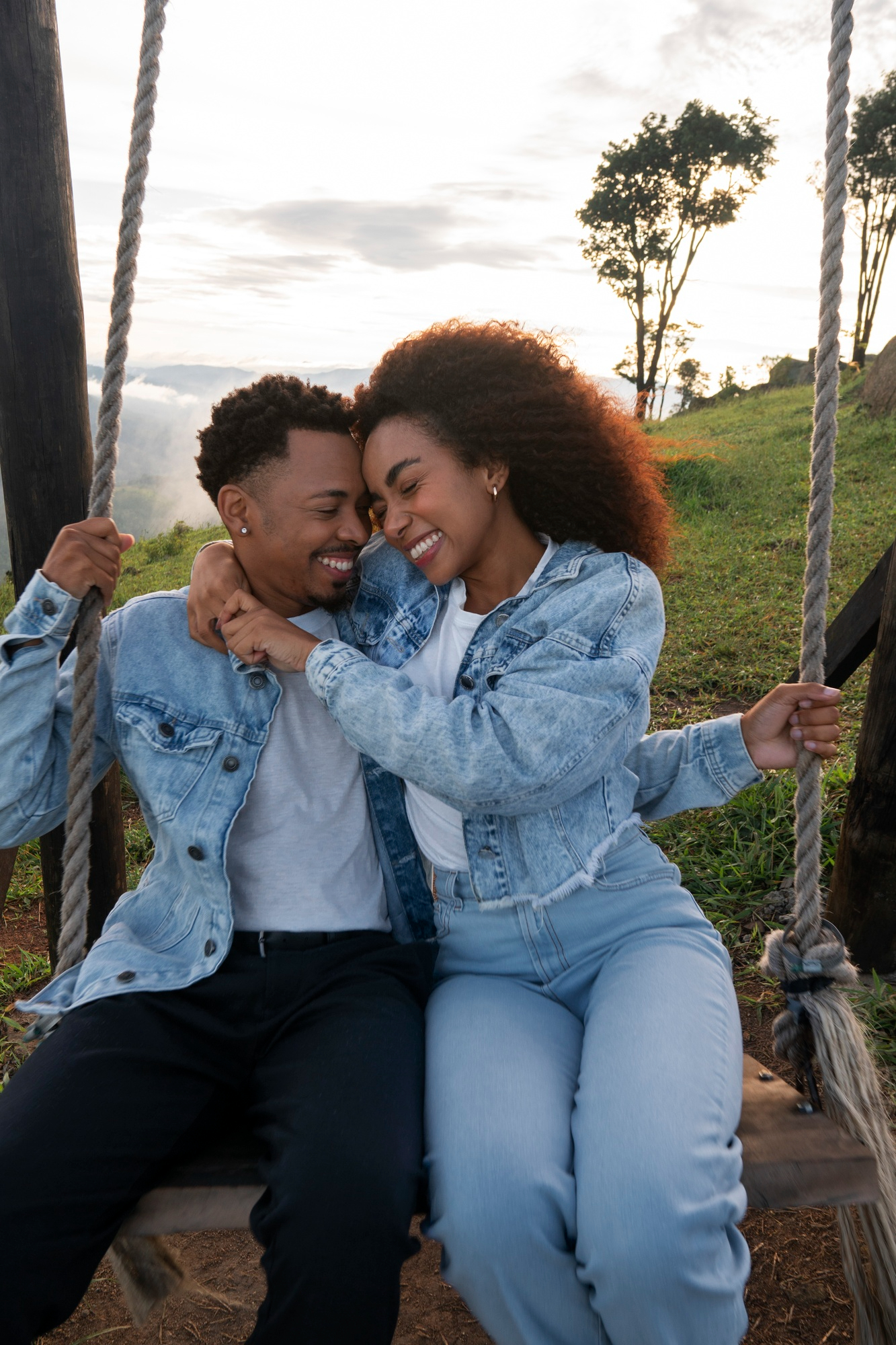 A Black Christian couple laughing together